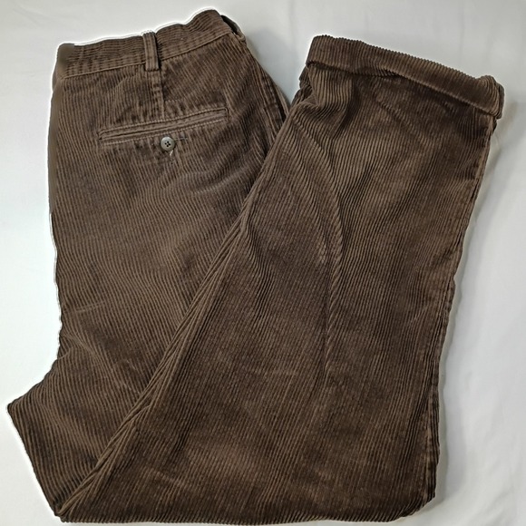 Vtg Jos A Bank Corduroy Pants Mens 36/29 (28) Brown Pleated Cuffed 90s Y2K Baggy - Picture 10 of 10